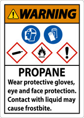 Warning Propane Flammable Gas PPE GHS Sign