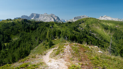 mountain view of the peaks of the Balkan. high mountains, blue skys

