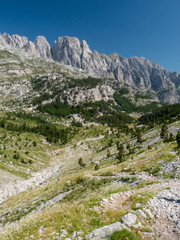mountain view of the peaks of the Balkan. high mountains, blue skys
