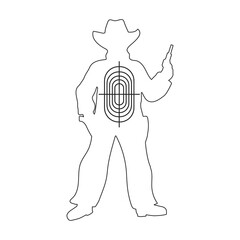 Target cowboy vector icon.Outline vector icon isolated on white background target cowboy.