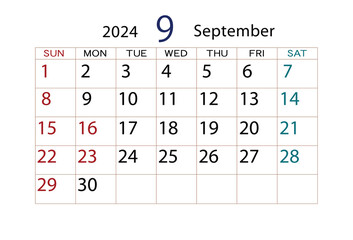 2024年カレンダー9月