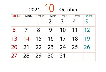2024年カレンダー10月