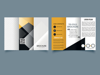 A simple trifold brochure with line icons in the design. Catalog Vector Template. Vector. Flyer for printing.