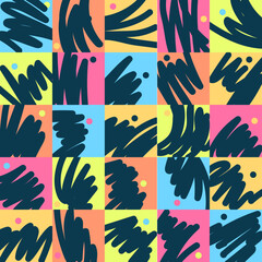 Abstract geometric pattern with stripes, brush lines. Kids colored fashion texture. Graphic grunge pattern. Creative design texture brush. Children colorful modern texture. Vector illustration.