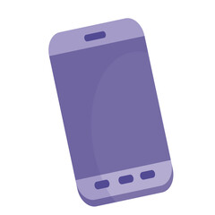 purple smartphone, top view, isolated object on white background, vector illustration,