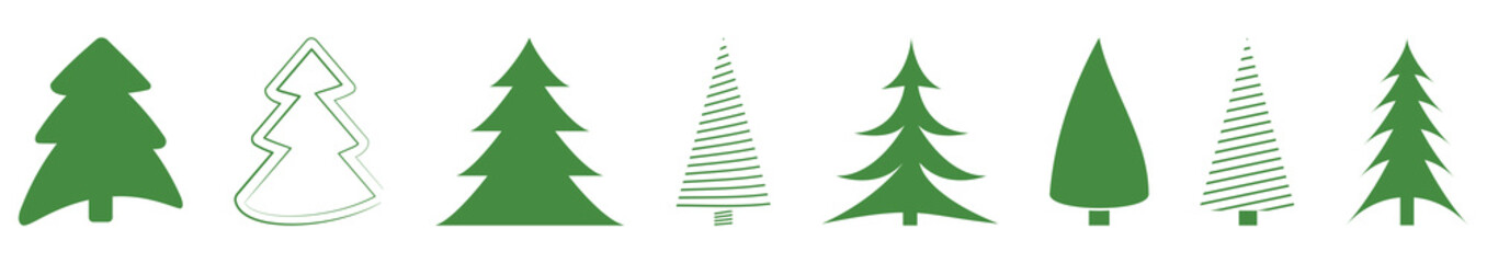 Christmas tree green silhouettes. Design for winter holidays. Vector illustration