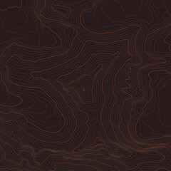 Vector brown background with black textured topographical contour of Mount Everest - obrazy, fototapety, plakaty