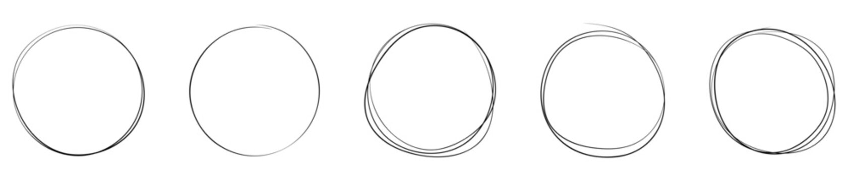 Hand drawning circle line sketch set. Vector illustration