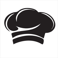 Cooking logo. Chef hat pictogram. Flat black logo on white background illustration. Minimal cook symbol. Kitchen, restaurant icon. Graphic vector design of silhouette of gourmet cuisine. Culinary.