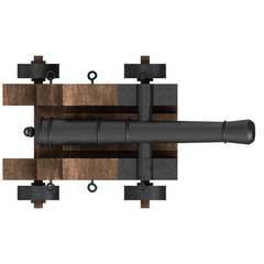 3d rendering illustration of a naval cannon
