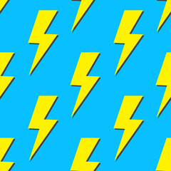 Electric lightning bolt seamless pattern. Vector background.