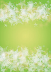 Fototapeta na wymiar Vector Silver White Glowing Star Confetti on Green Gradient Background. Bokeh Texture. Abstract Magic Starry Pattern. Glitter Shiny Particles Explosion. Summer Glowing Poster. Christmass Design.