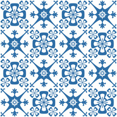 Blue Azulejo square pattern tiles for wall decor, traditional retro design vector Illustration