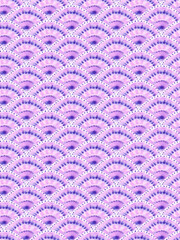 Seamless Hand painted watercolour scallop pattern, fish scale pattern abstract, ornamental scallop print pattern in textile © Design_dictionary