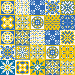 Azulejo talavera ceramic tile vintage pattern, vector illustration