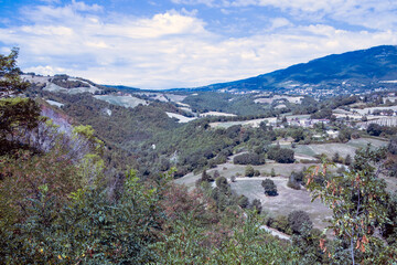 Frontino, (PU), Italy - August 10, 2022: Hills near Frontino, Pesaro Urbino, Marche, Italy, Europe..