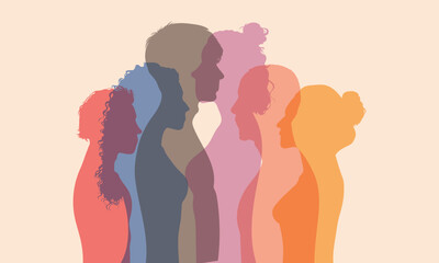 Racism, racial equality, and the flat profile of men and women of different cultures. Embracing racial diversity and empowering individuals.