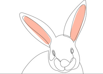 Fototapeta premium cute rabbit portrait drawing in one continuous line, isolated