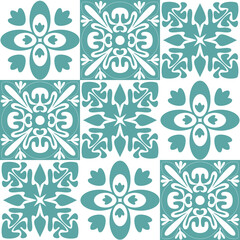Fototapeta na wymiar Talavera spanish ceramic tiles, azulejo pattern vector illustration for design