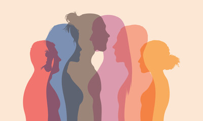 Racism, racial equality, and the flat profile of men and women of different cultures. Embracing racial diversity and empowering individuals.