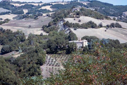 Frontino, (PU), Italy - August 10, 2022: Hills near Frontino, Pesaro Urbino, Marche, Italy, Europe..