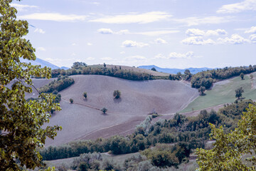 Frontino, (PU), Italy - August 10, 2022: Hills near Frontino, Pesaro Urbino, Marche, Italy, Europe..