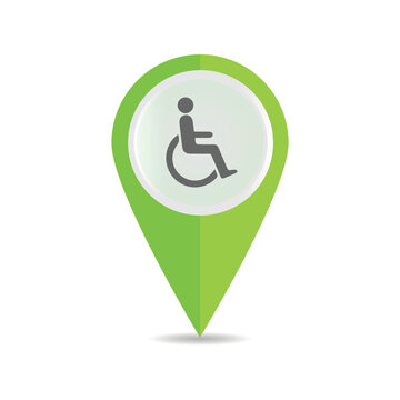 Human icon in wheelchair on white background