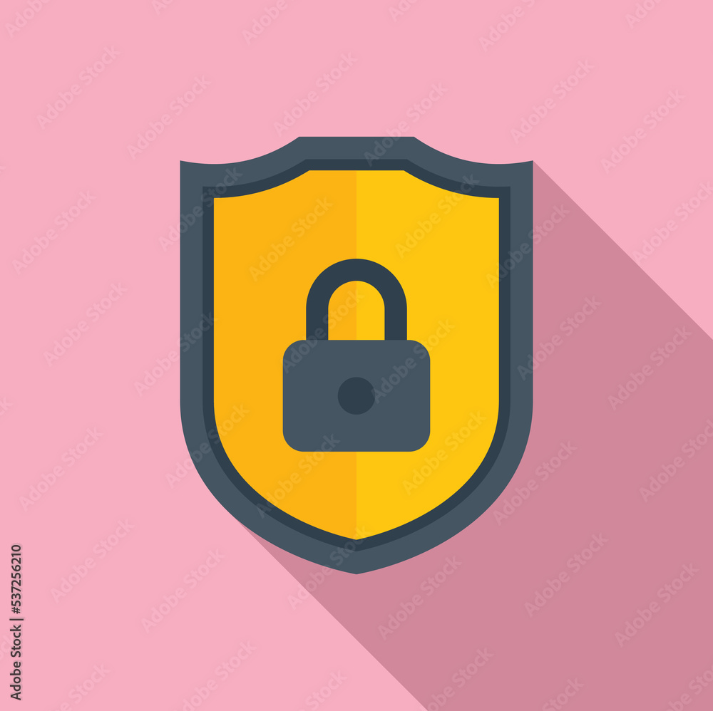Poster shield privacy icon flat vector. data protect. secure information