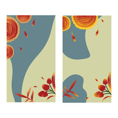 Autumn design with floral elements banners template set.