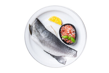 fish sea ​​bass fillet seafood meal food snack on the table copy space food background