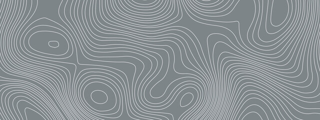 Obraz premium Black and white wavy abstract topographic map contour, lines Pattern background. Topographic map and landscape terrain texture grid. Wavy banner and color geometric form. Vector illustration.
