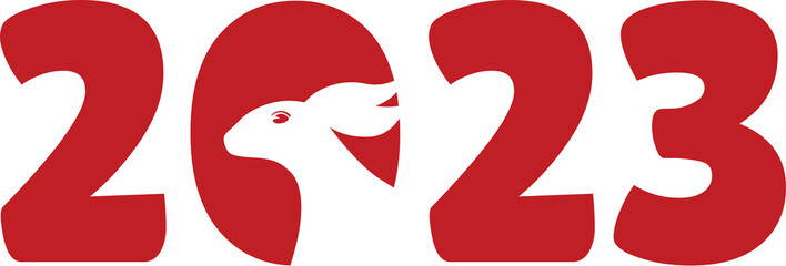 2023 New Year Numeric with Bunny's White Silhouette