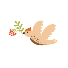 Vector illustration of a cute flying bird isolated on white background for your design