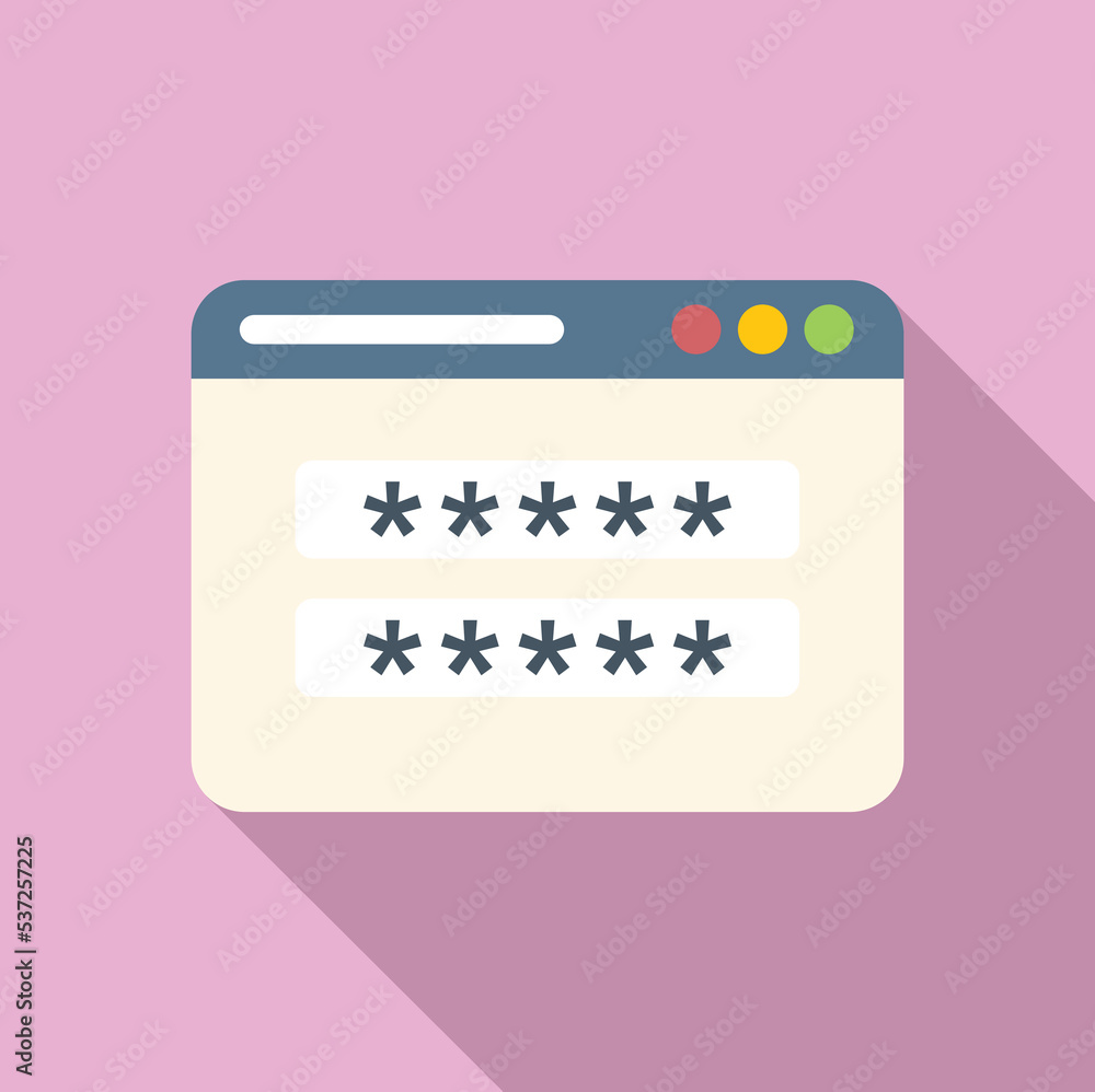 Poster web password icon flat vector. data privacy. policy cyber