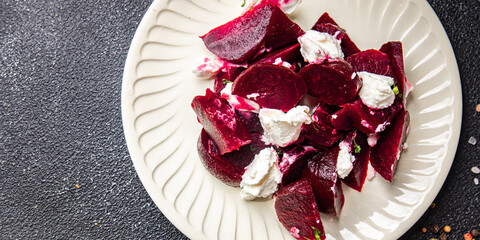salad beet soft cheese beetroot healthy meal food snack on the table copy space food background