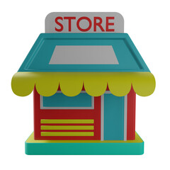 Naklejka premium Store or Shop 3D render transparent icon