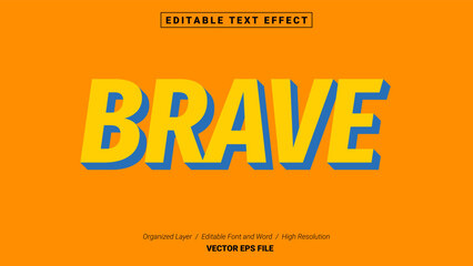 Editable Brave Font Design. Alphabet Typography Template Text Effect. Lettering Vector Illustration for Product Brand and Business Logo.
