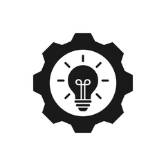 Lightbulb and gear. Creativity, idea, and innovation icon design isolated on white background. Vector illustration