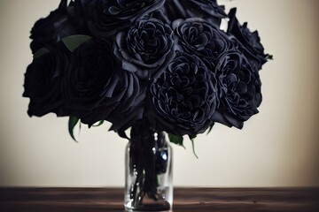 A bouquet of black roses. 