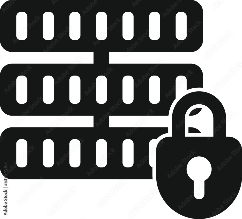 Poster server data icon simple vector. privacy protect. personal safe