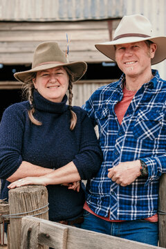 Rural couple in their fifties smiling