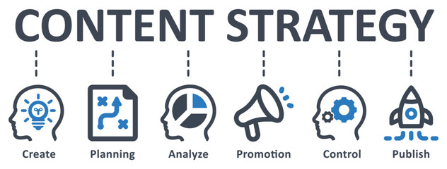 Content Strategy icon - vector illustration . content, strategy, create, analyze, planning, promotion, control, publish, success, infographic, template, concept, banner, pictogram, icon set, icons .
