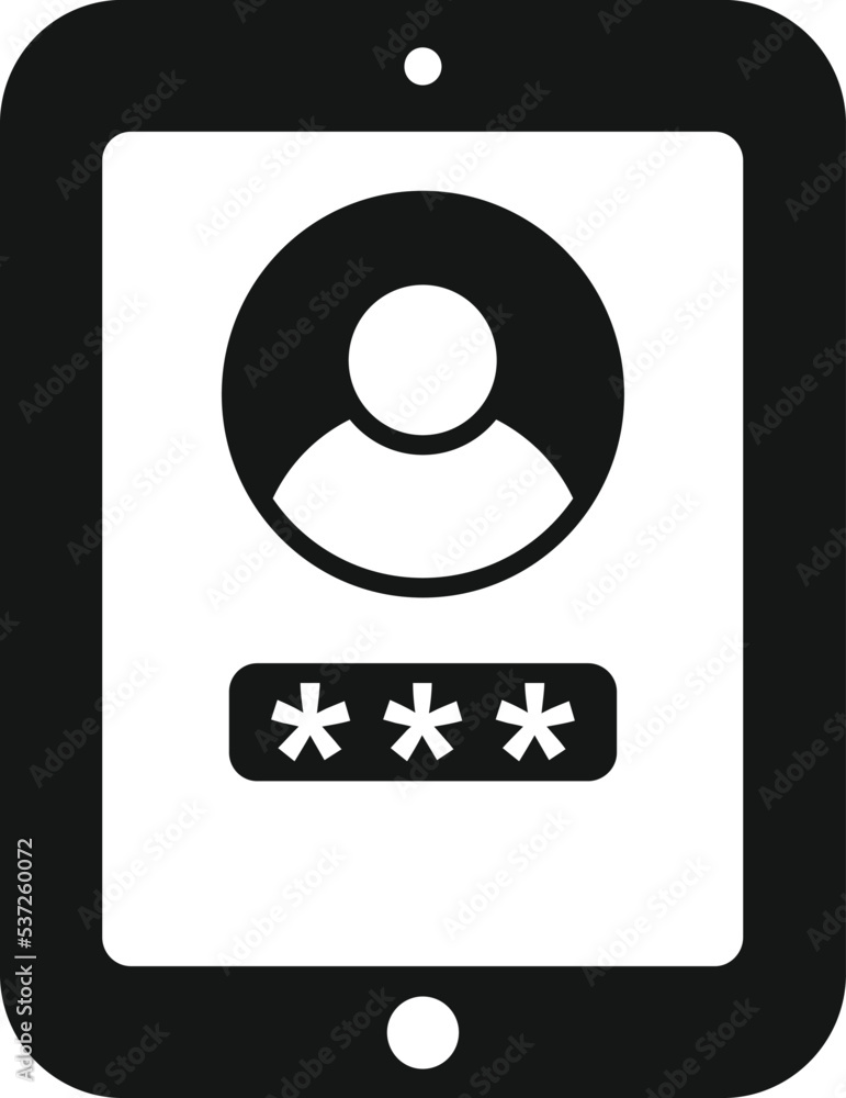 Poster tablet password icon simple vector. data privacy. personal safe
