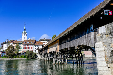 Olten, Stadt, Stadtturm, Aare, Fluss, Alte Brücke, Holzbrücke, Altstadt, Aareufer, historische...