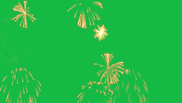 Fire works  motion graphics on green screen background.