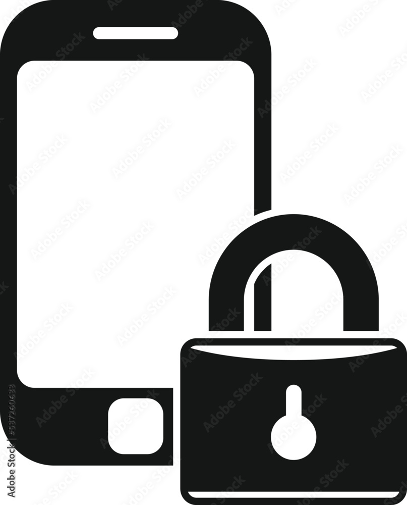 Poster locked smartphone icon simple vector. data privacy. secure policy