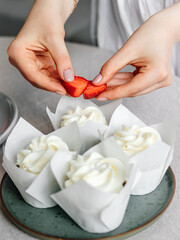 chef preparing a cake
