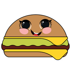 Cute burger cartoon character food mascot