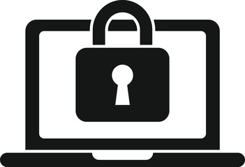 Locked laptop icon simple vector. Data protect. Computer safe