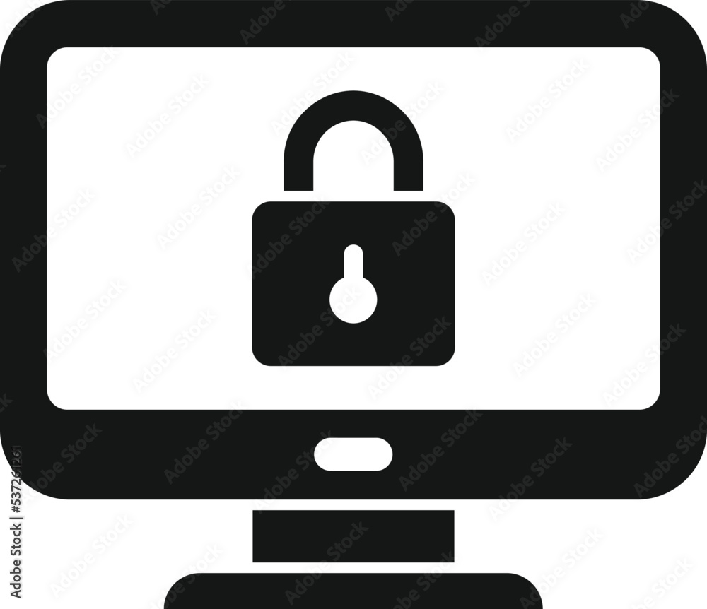 Poster monitor safe icon simple vector. data privacy. secure policy